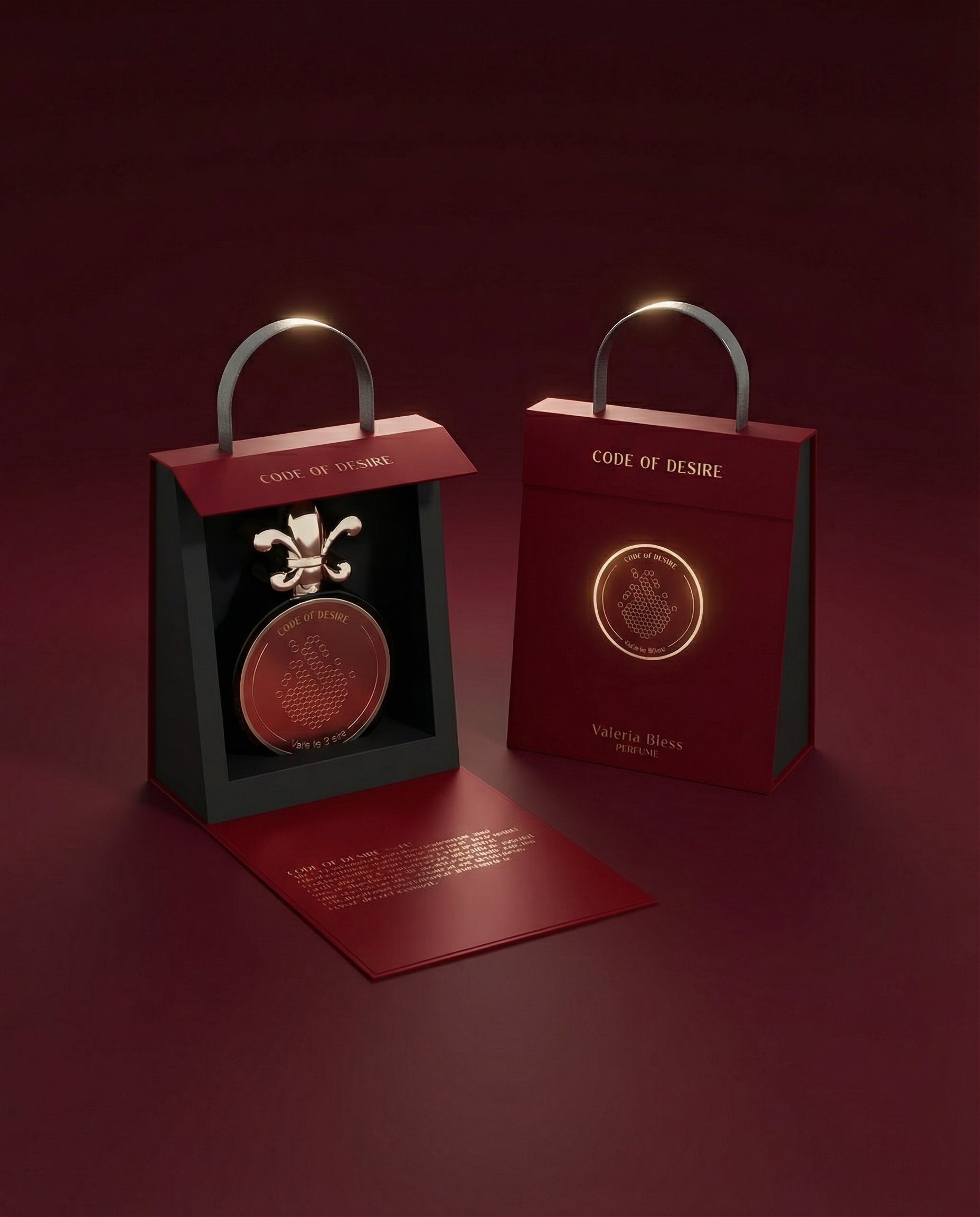 Valeria Bless, Owner of Niche Perfume Brand VALERIA BLESS with "Code of Desire" Perfume in a Box